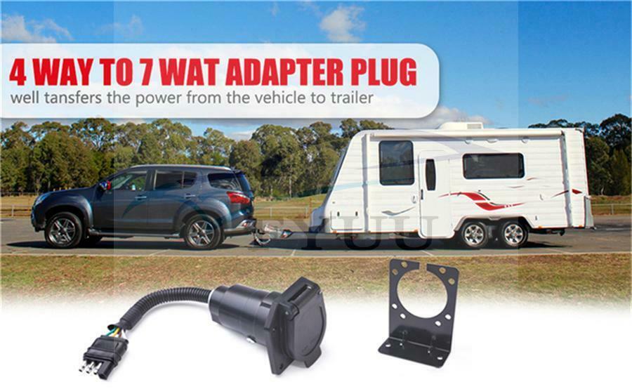 4-Way Flat to 7 Pin Trailer Truck Electric Converter Adaptor Tow Bar Plug Tool