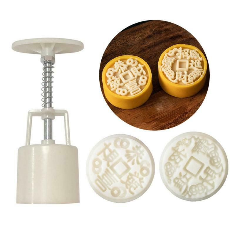 2pcs Stamps 50g Plastic Mooncake Mould Cookie Cutter for Baking Mooncake Gadgets