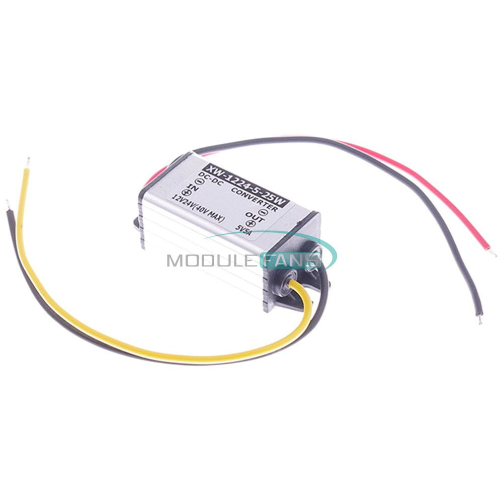 12V/24V to 5V 5A 25W DC-DC Converter Step Down Buck Power Supply Regulator