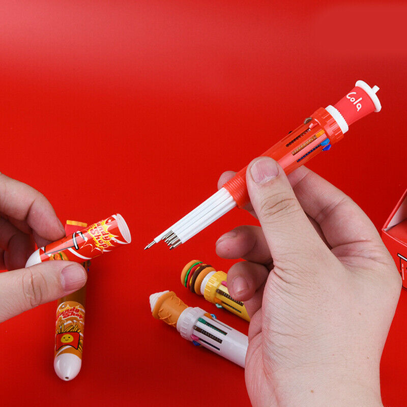 10 Colors Cute Ballpoint Pen School Office Supply Stationery Coke Burger Fr Kt