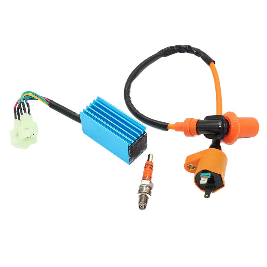 Racing Ignition Coil + CDI Box + Spark Plug for Chinese 50 125 150cc GY6 ATV