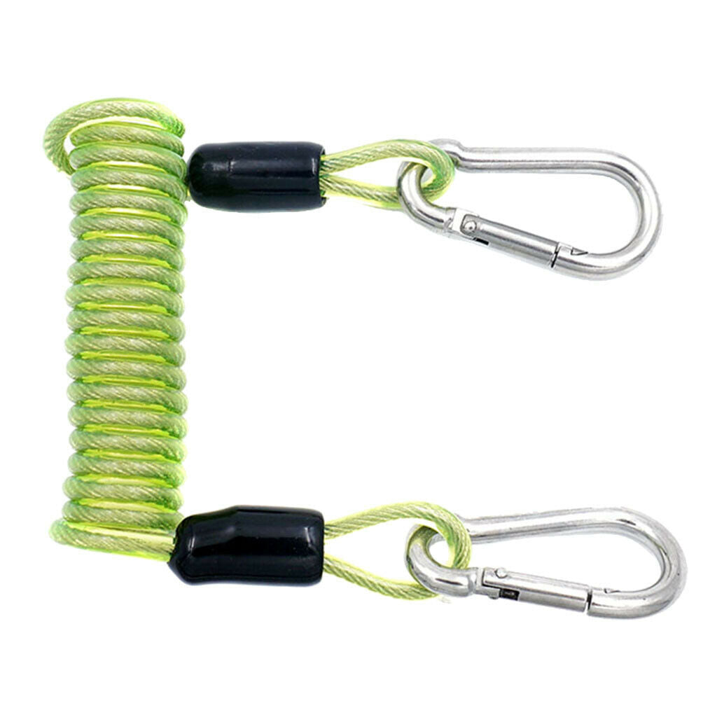 2X Professional Scuba Diving Spiral Spring Coil Lanyard Safety Emergency Green