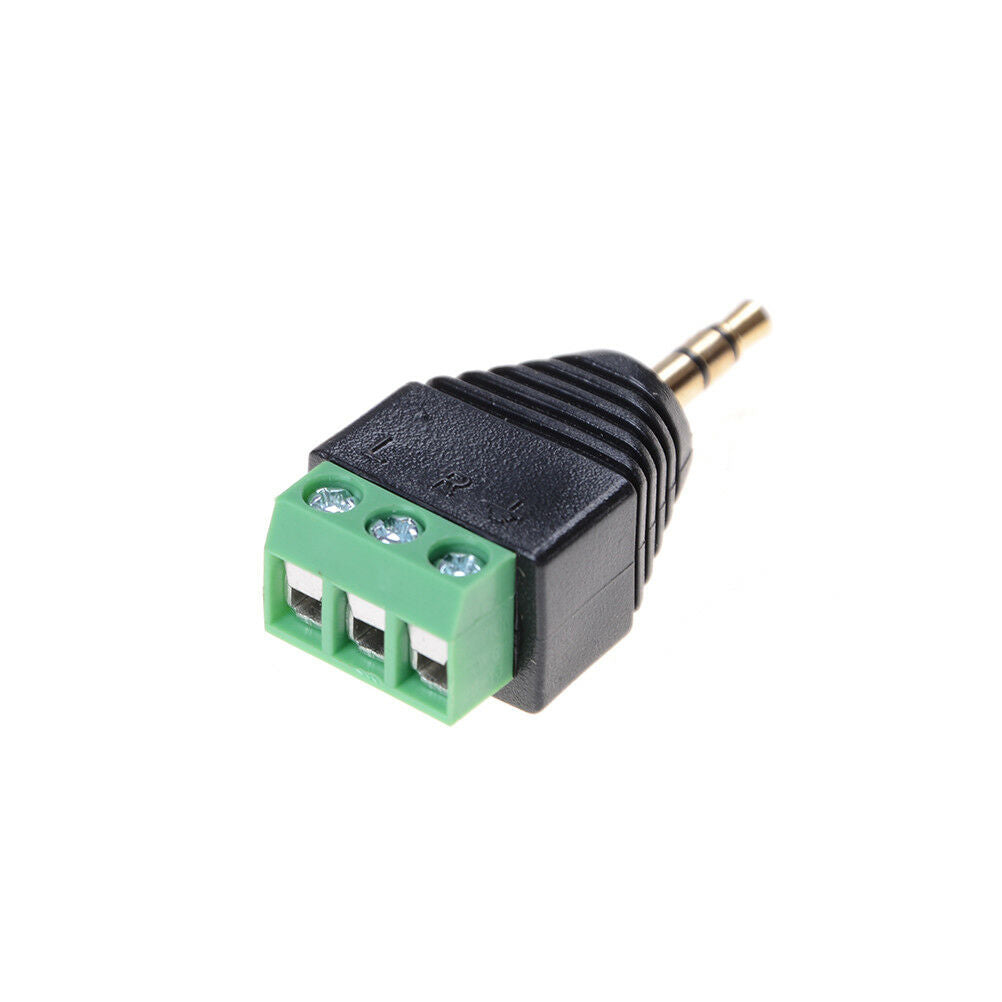 3.5mm Stereo Phone Audio Male Plug Connector Adapter to Terminal Dual Channe Tt