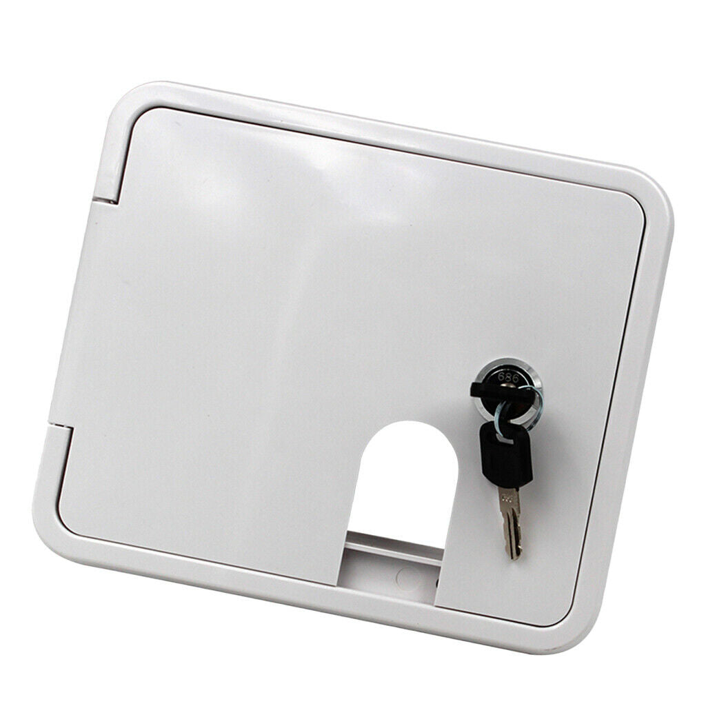 Electric Power Cord Cable Hatch Camper Square Cover RV Trailer White