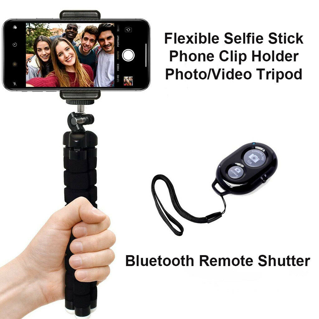 Universal Flexible Sponge Tripod Phone Stand Holder with Bluetooth Remote