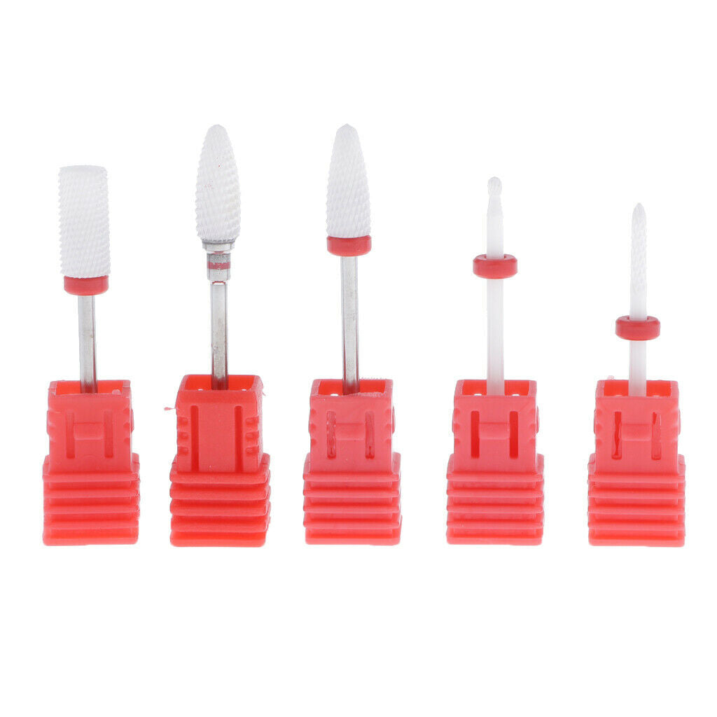 5x Ceramic Nail Drill Bits Set 3/32 "Sanding Polishing Bit