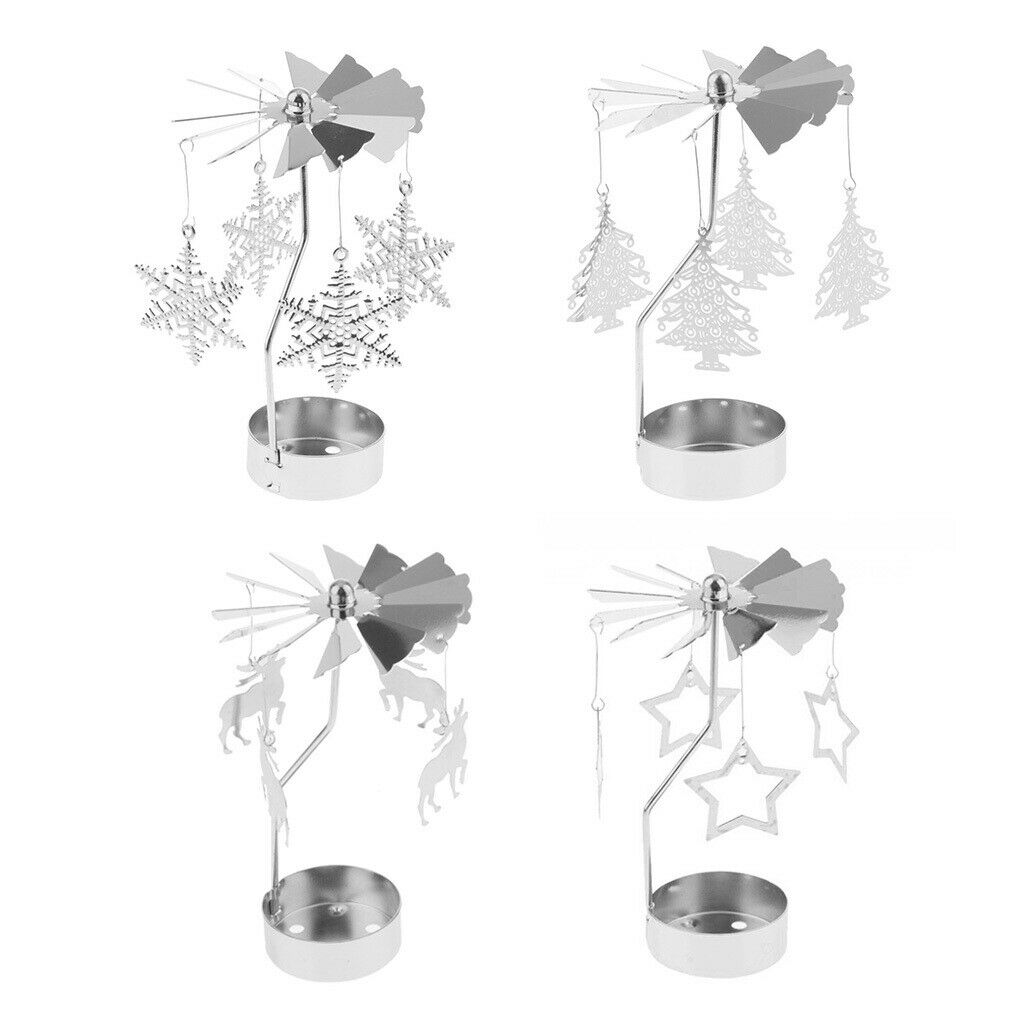 Set of 4 Rotary Candle Spinning Tea Light Candle Holder Metal Art Decoration