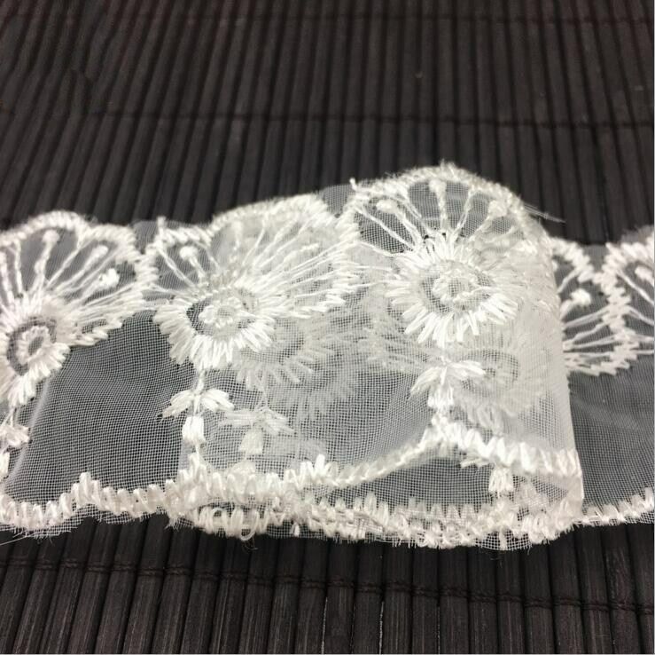 5 Yards Glass yarn embroidery lace Trim clothing skirt Home Decoration DIY