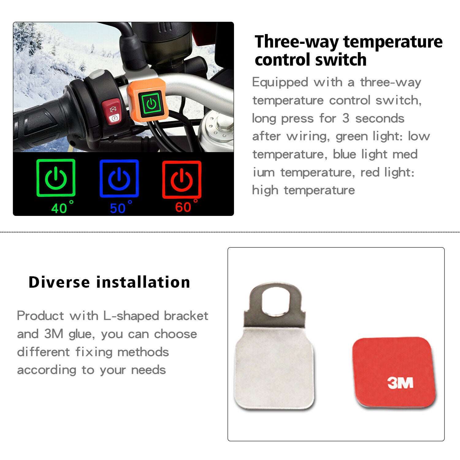 Universal Motorcycle 22mm 12V Electric Heated Grips Scooter Moped Hand Warmer