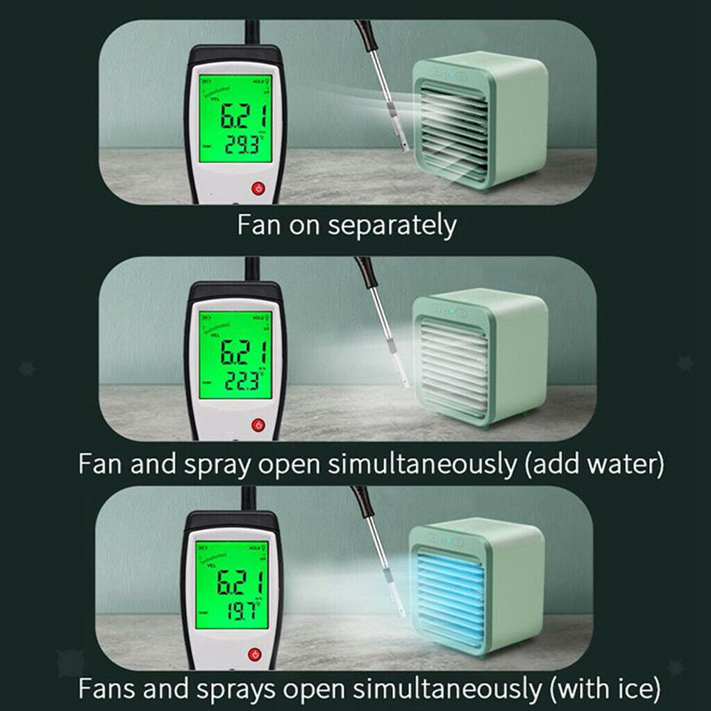 Portable Air Cooler Small Air Conditioner Desktop Bedroom USB Purifier Green