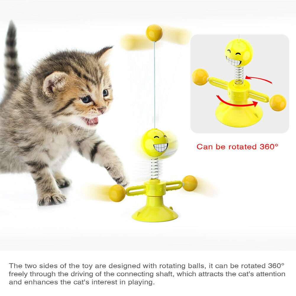Funny Spring Suction Cup Cat Toys Elastic Feathers Cat Stick Pet Supplies @