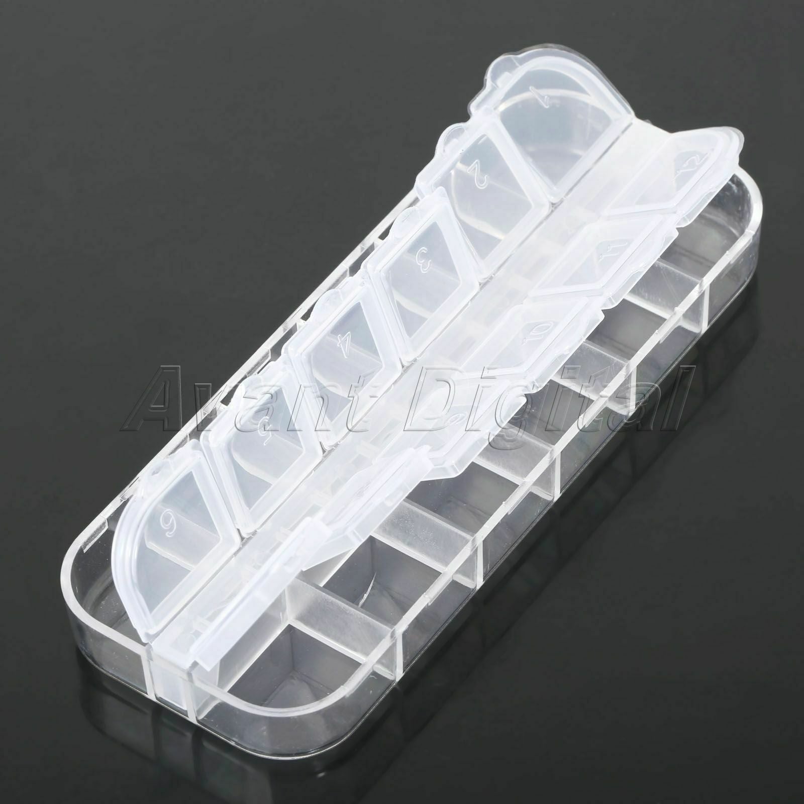 12 Slots Portable Clear Plastic Storage Holder Jewellery Bead Organizer Box Case