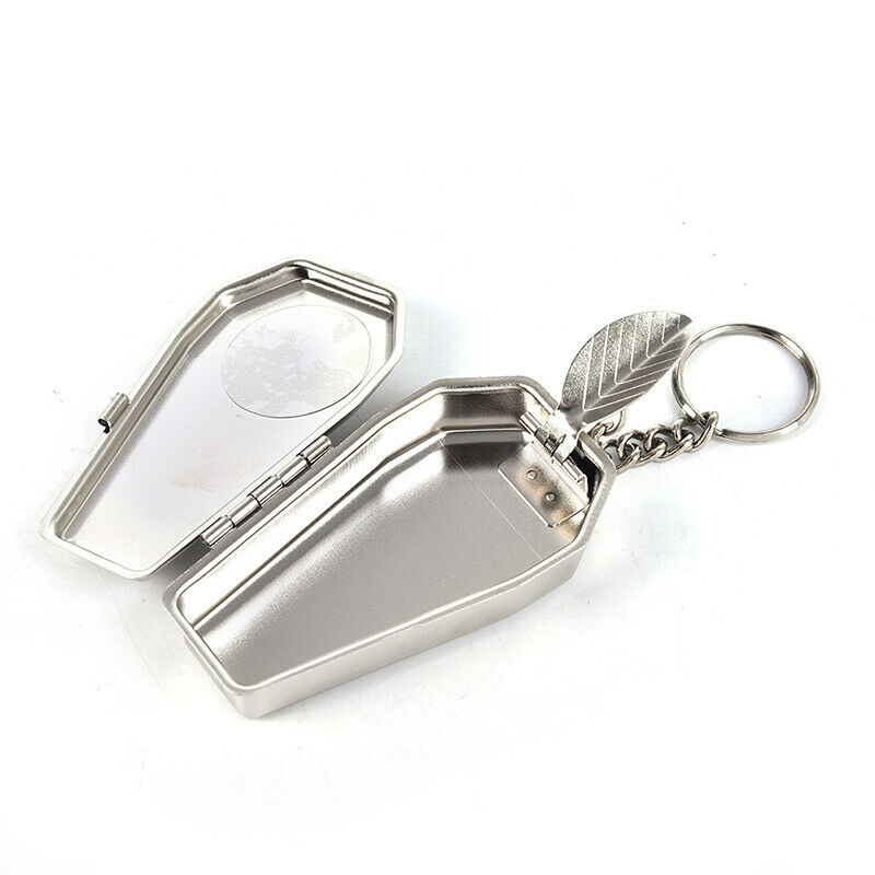 Ashtray Ash Coffins Tabut Shape Portable Ashtray Metal Keychain With ButtonBDDD