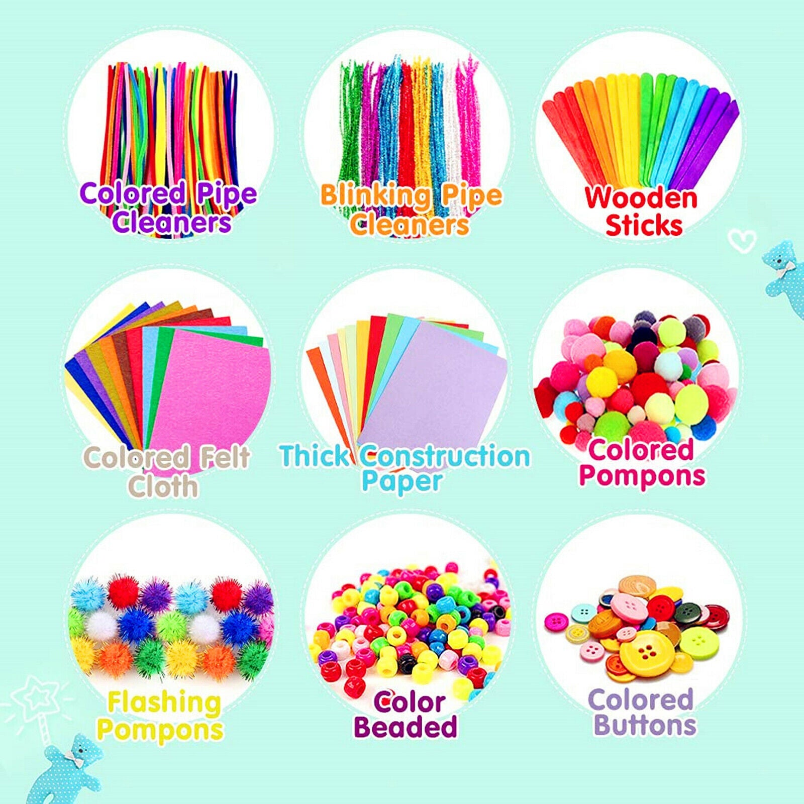 Arts and Crafts Supplies Scissors Kit Buttons DIY for Easter Age 7-14 Kids
