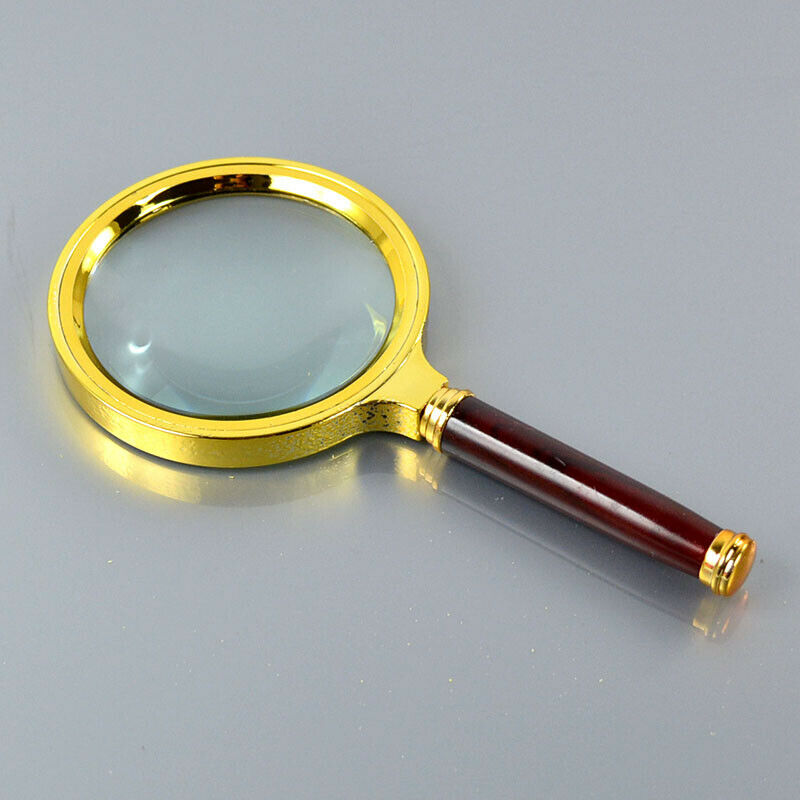 90mm Handheld 6X Wooden Handle Magnifier Magnifying Glass Loupe Reading Jewelry