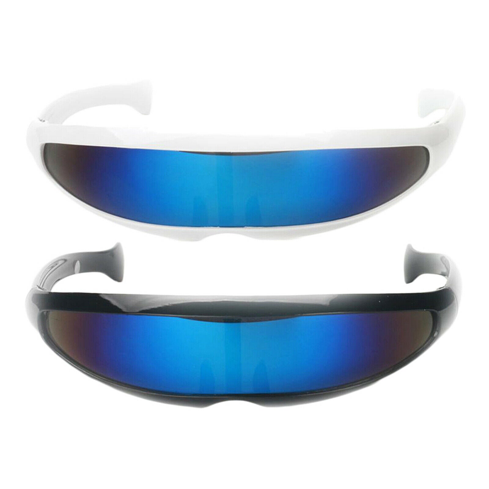 2× Womens Futuristic Shield Sunglasses Mirrored Lens Glasses Funny Favors