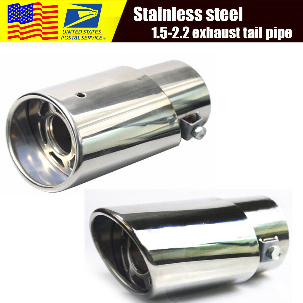 Universal Steel Auto Car Rear Round Exhaust Pipe Tail Muffler 1.5-2.2 INCH