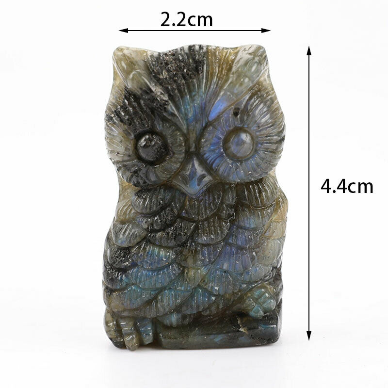 Natural Labradorite Stone Quartz Crystal Hand Carved Owl Labradorite StoneB Tt