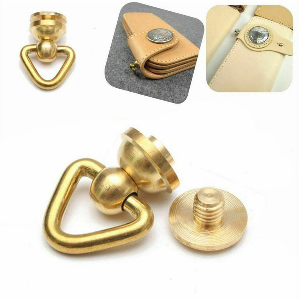 Solid BRASS CONNECTOR JOINT Medium Wallet Chain Rope Key Safety Hardware Leather