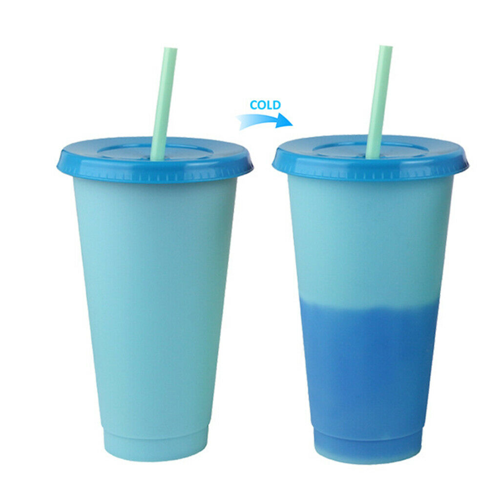 Color Changing Cups Plastic Cold Beverage Cups Mugs Summer Coffee Tumblers