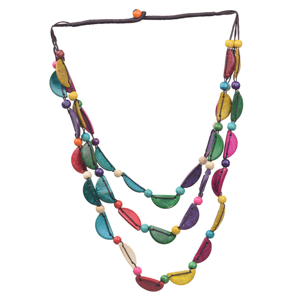 2pcs Ethnic Multi-layer Coconut Shell Beaded Necklace for Women