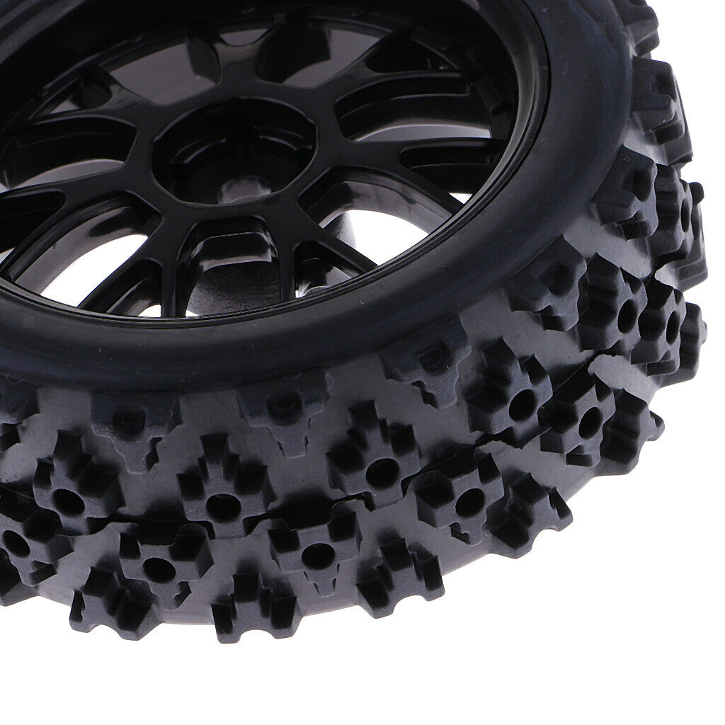 4x Rubber Tires Tyres Wheel Rim For 1/10 Scale HSP HPI RC Rally Car Accs