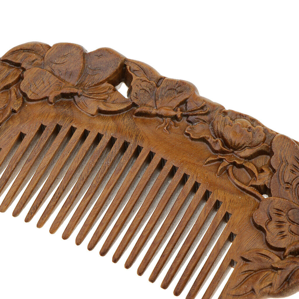 Natural Sandalwood Horn Comb Handmade Comb Wide Teeth Comb, Antistatic