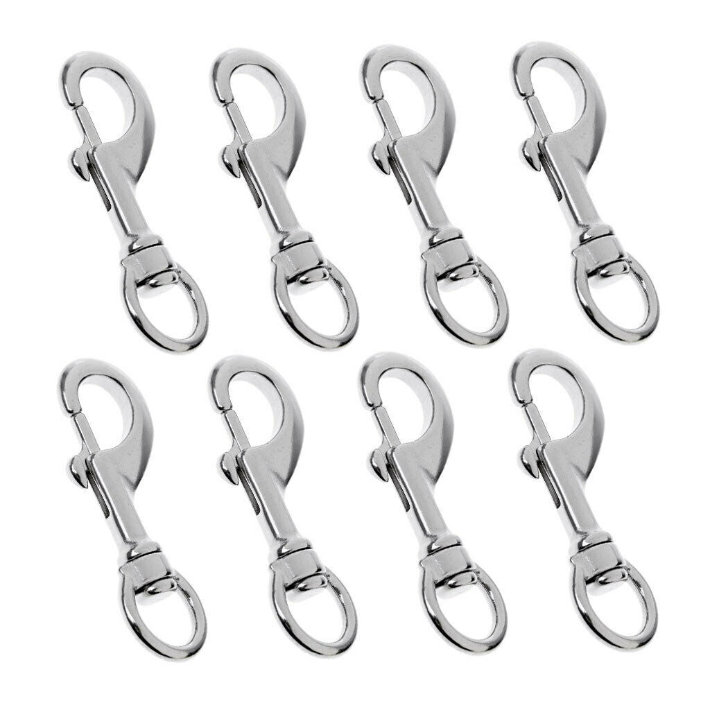 8-Pack 316 Stainless Steel Single Ended Bolt Snap Hook Marine Grade Single End