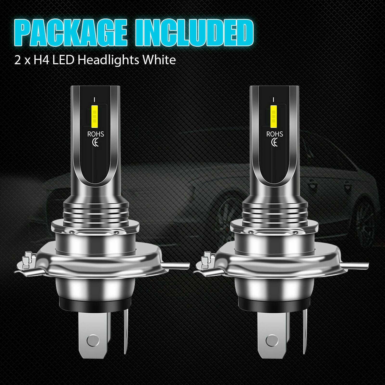 Pair H4 9003 80W LED Headlight Bulbs Kit High Low Beam Super Bright 6000K White