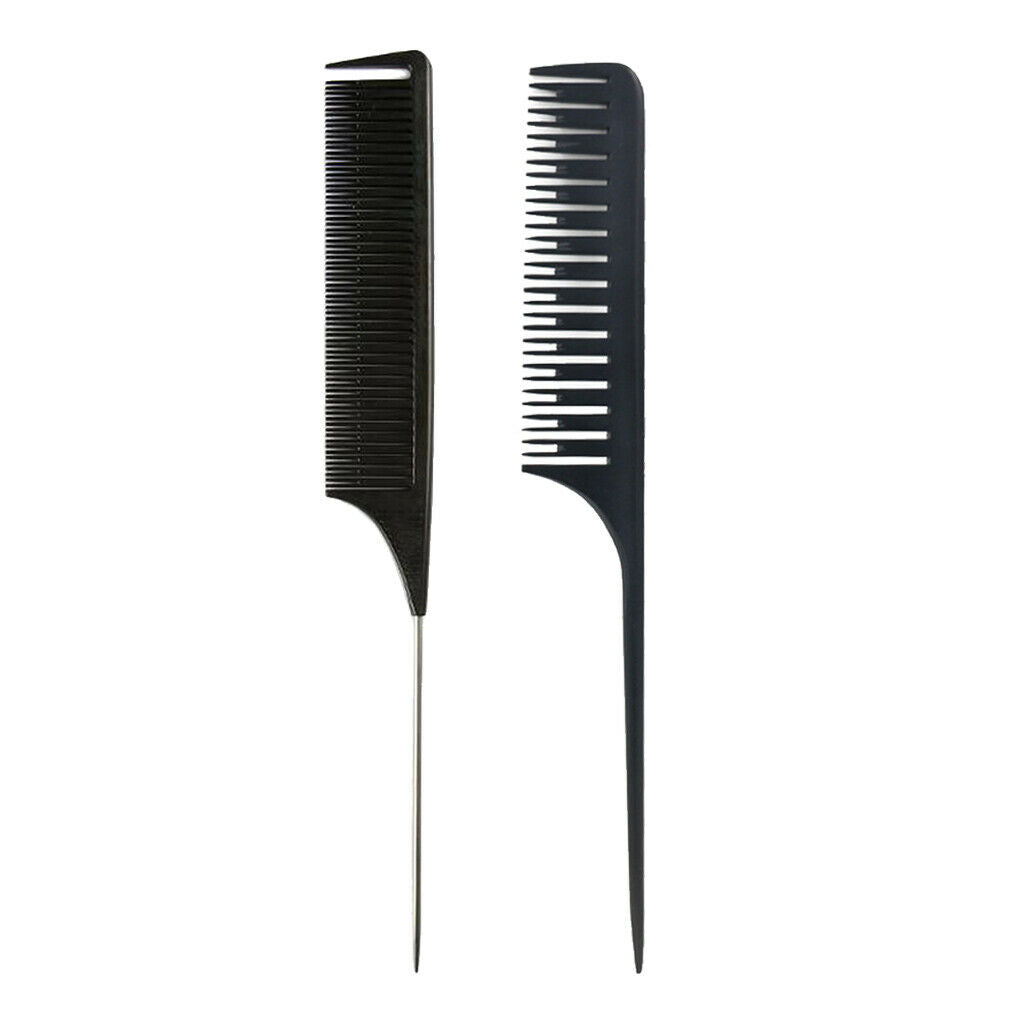 2 Pieces Anti-static Weave Highlighting Foiling Comb Styling Rat Tail Comb