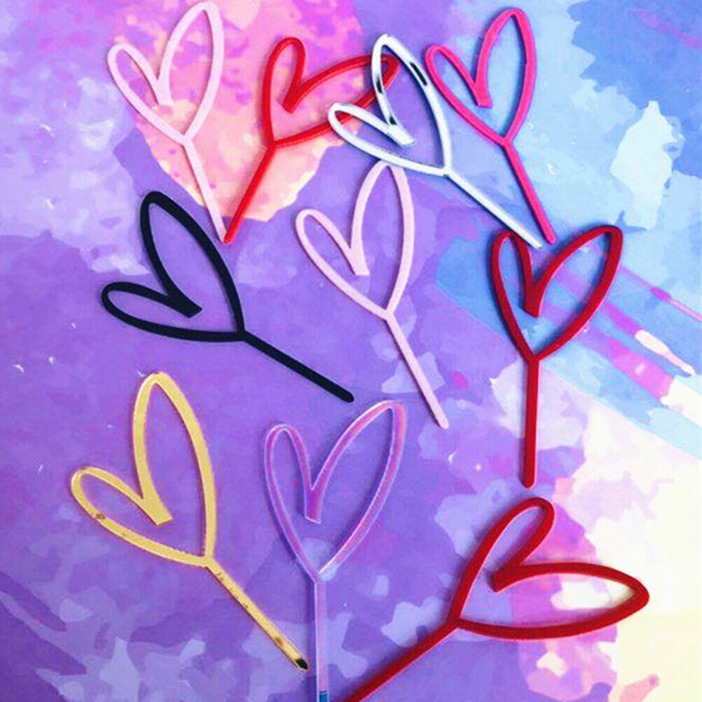 1pc Heart Pattern Happy Birthday Acrylic Cake Topper Wedding Cupcake Topp.l8