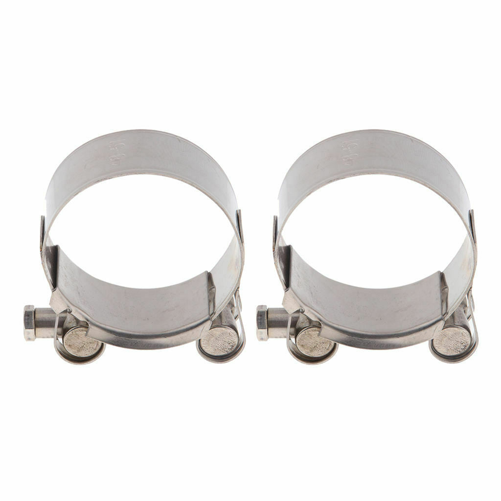 2pcs Stainless Steel Clamp Clip Ring Motorcycle Bike Exhaust Muffler 48-51mm