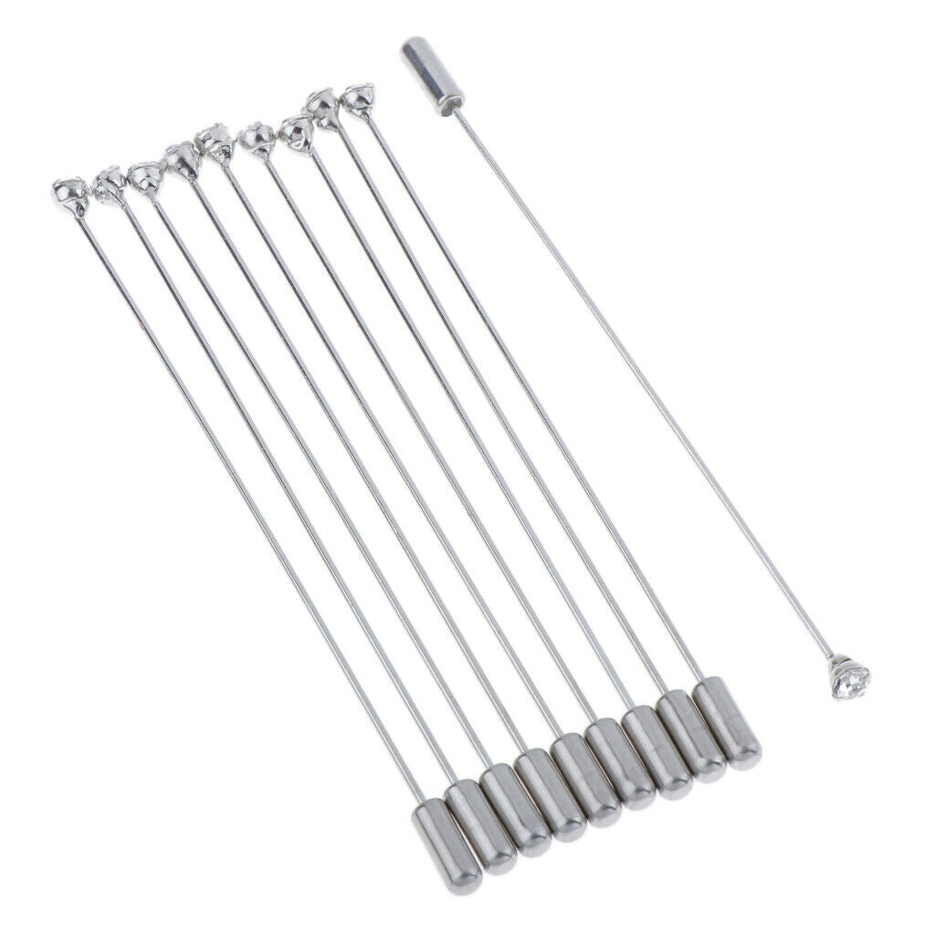 10pcs Diamante Brooch Collar Stick Breastpin Lapel Pin Suit Dress Accessory