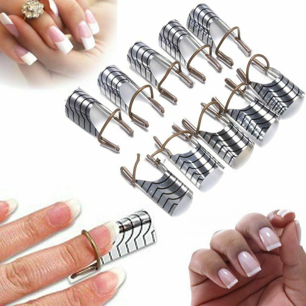 10x Reusable Forms UV Gel Acrylic French Nail Art Tips Extension Guide DIY Tools