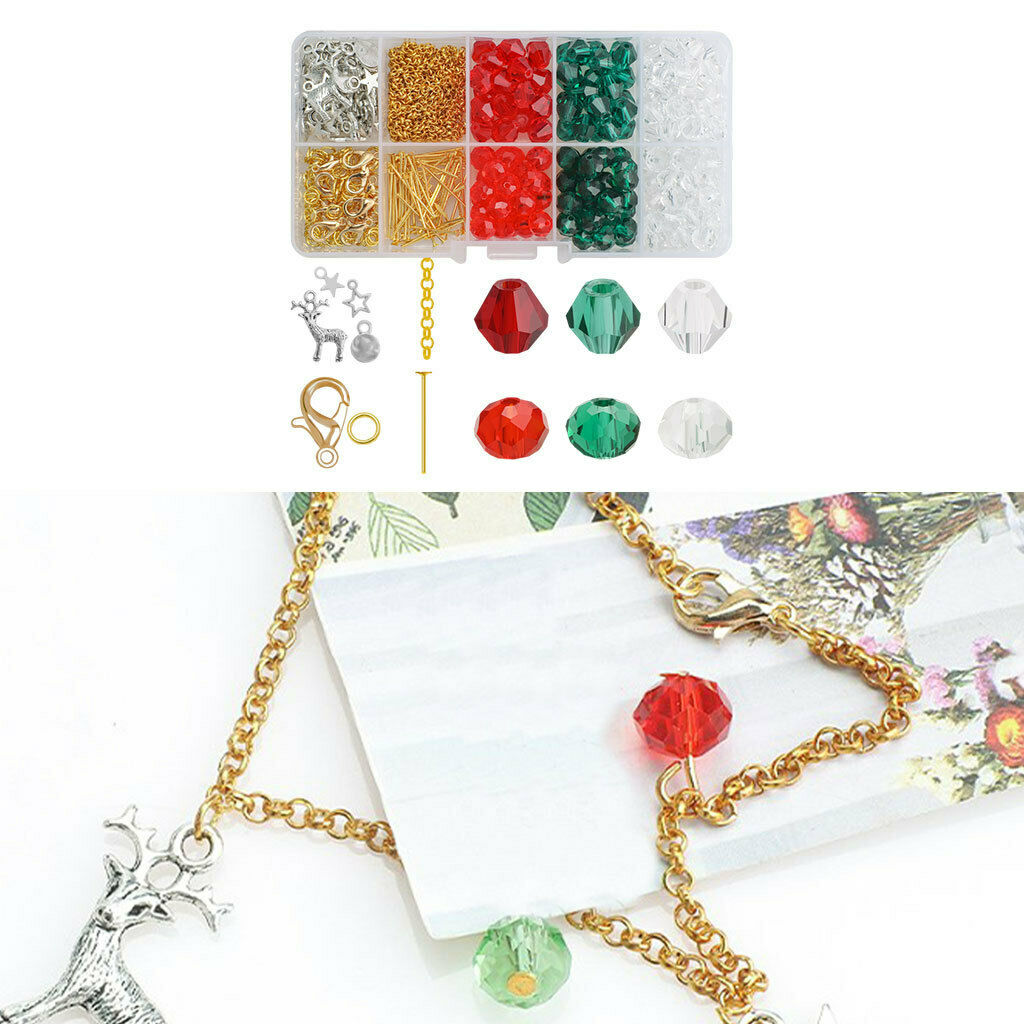 DIY Christmas Bracelet Color Beads Alloy Pendant Charms for Gift Adults