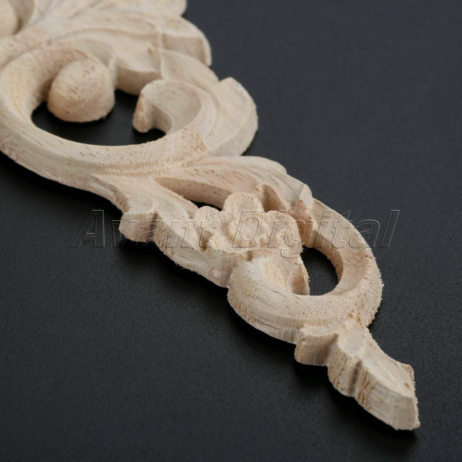 20*5cm European Style Wooden Carved Long Onlay Applique DIY Craft Decor Oak Wood