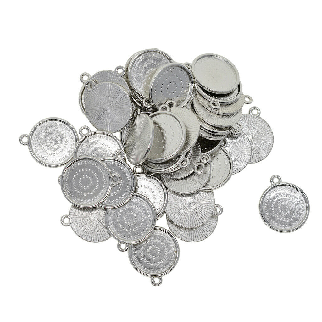 50x 18mm Round Pendant Blank Cabochon Base Setting Trays DIY