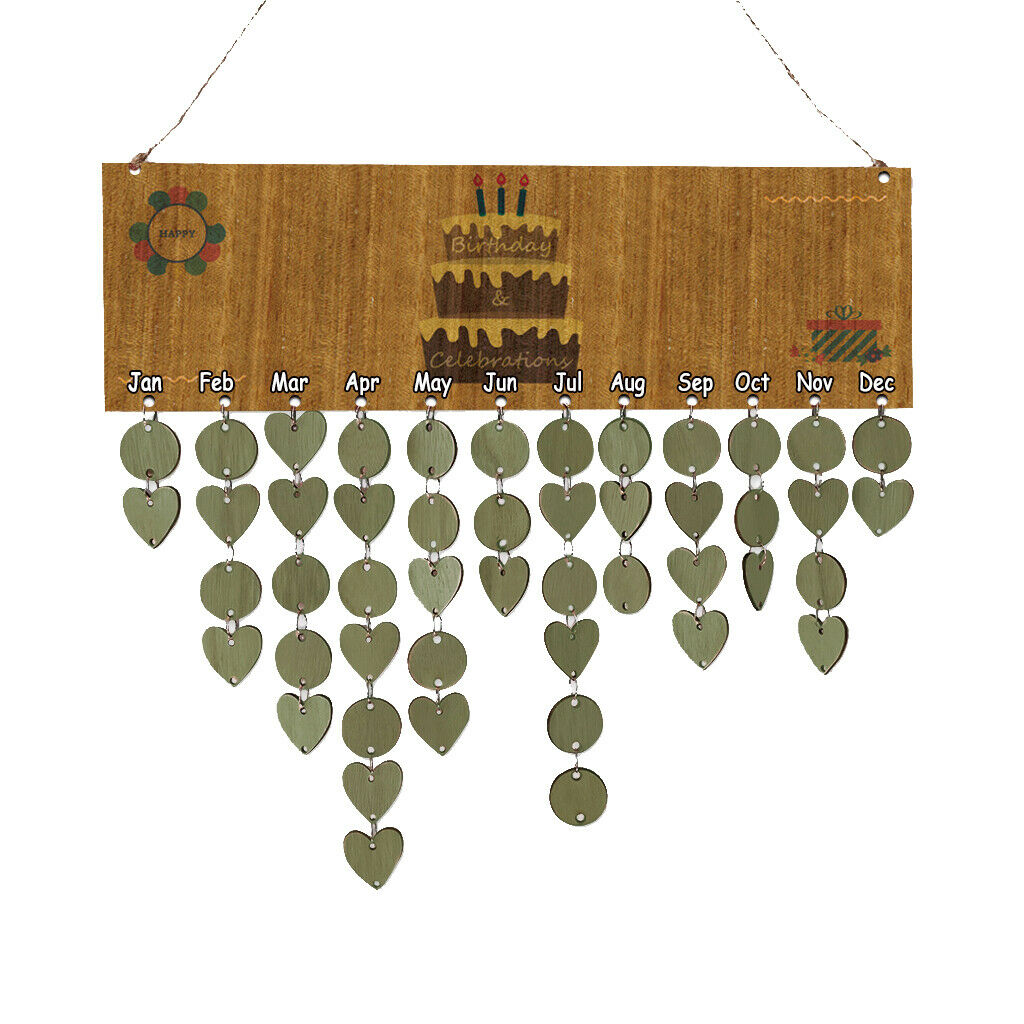 Rustic Wooden Calendar Wall Hanging Borad Plaque Birthday Special Day Reminder