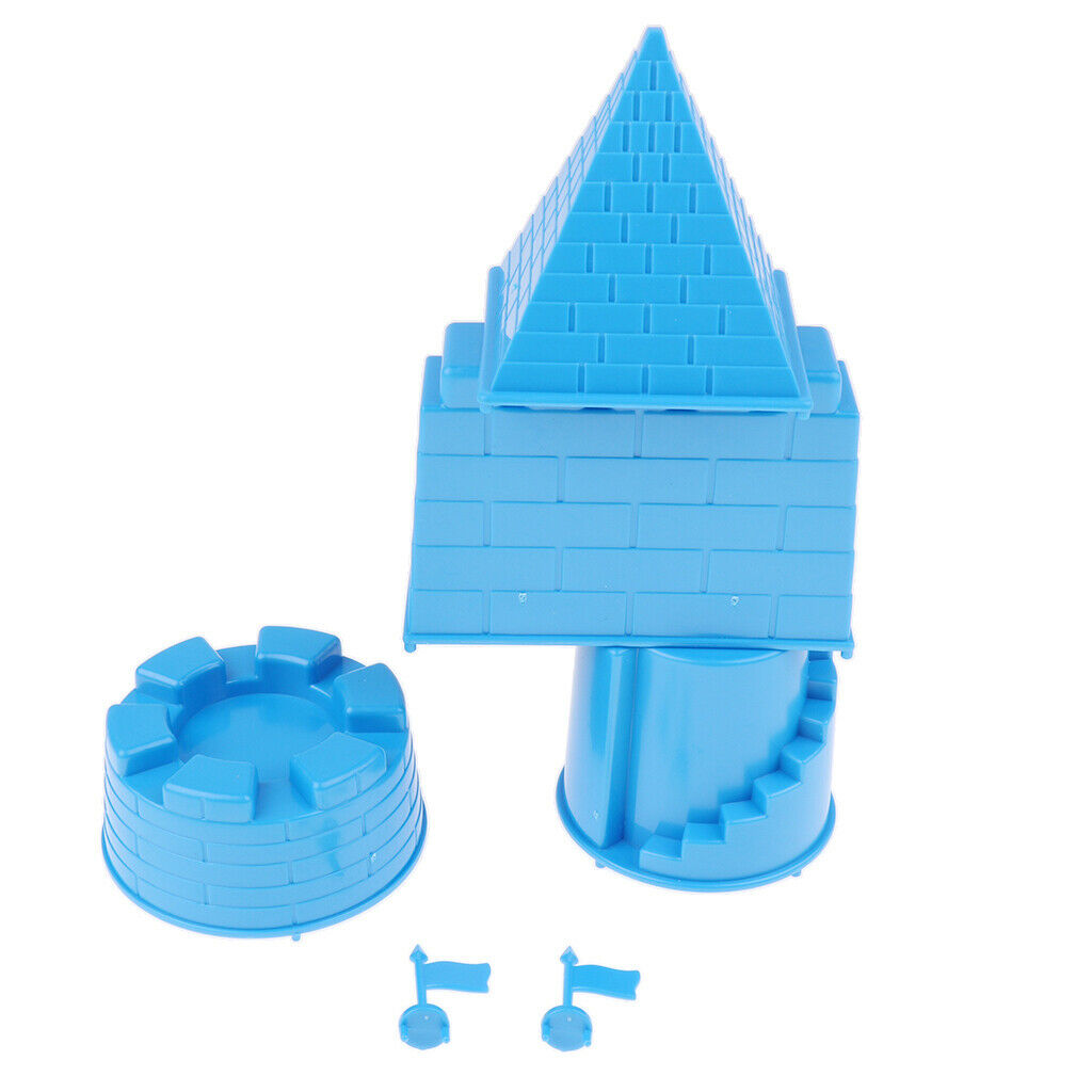 MagiDeal 6x Blue Castle Sand Clay Mold Kit Children Beach Pool Park Sand