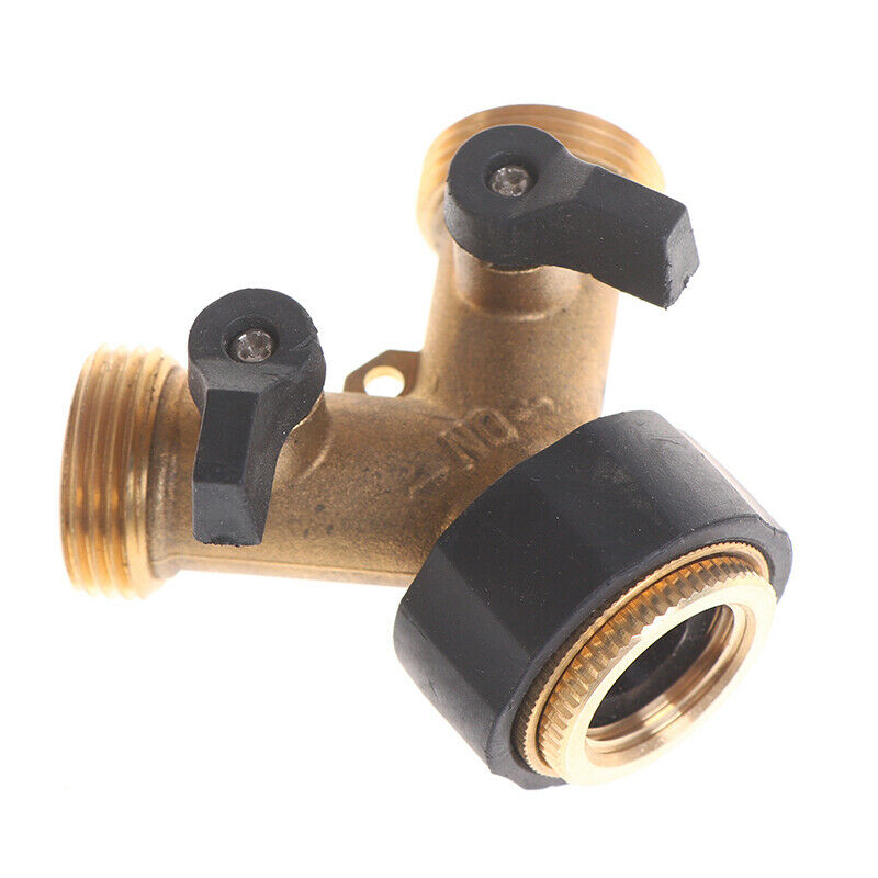 1Pcs Brass 2 Way Garden Hose Splitter Y Valve Water Tap Connector AdapterBDAU