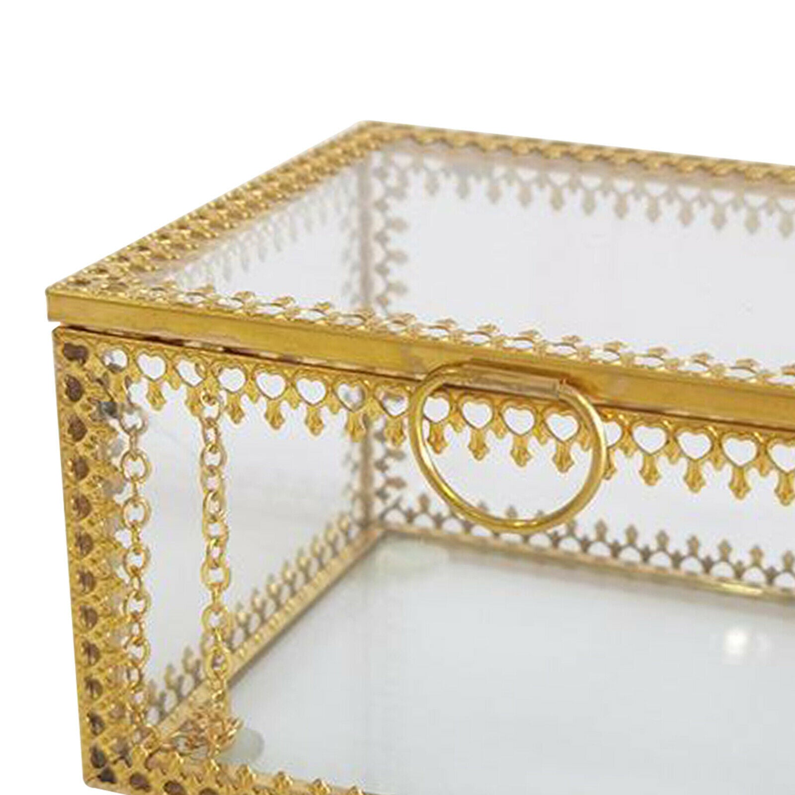 Jewelry Trinket Glass Box Ornate   Earring Box Keepsake Decorative Box for