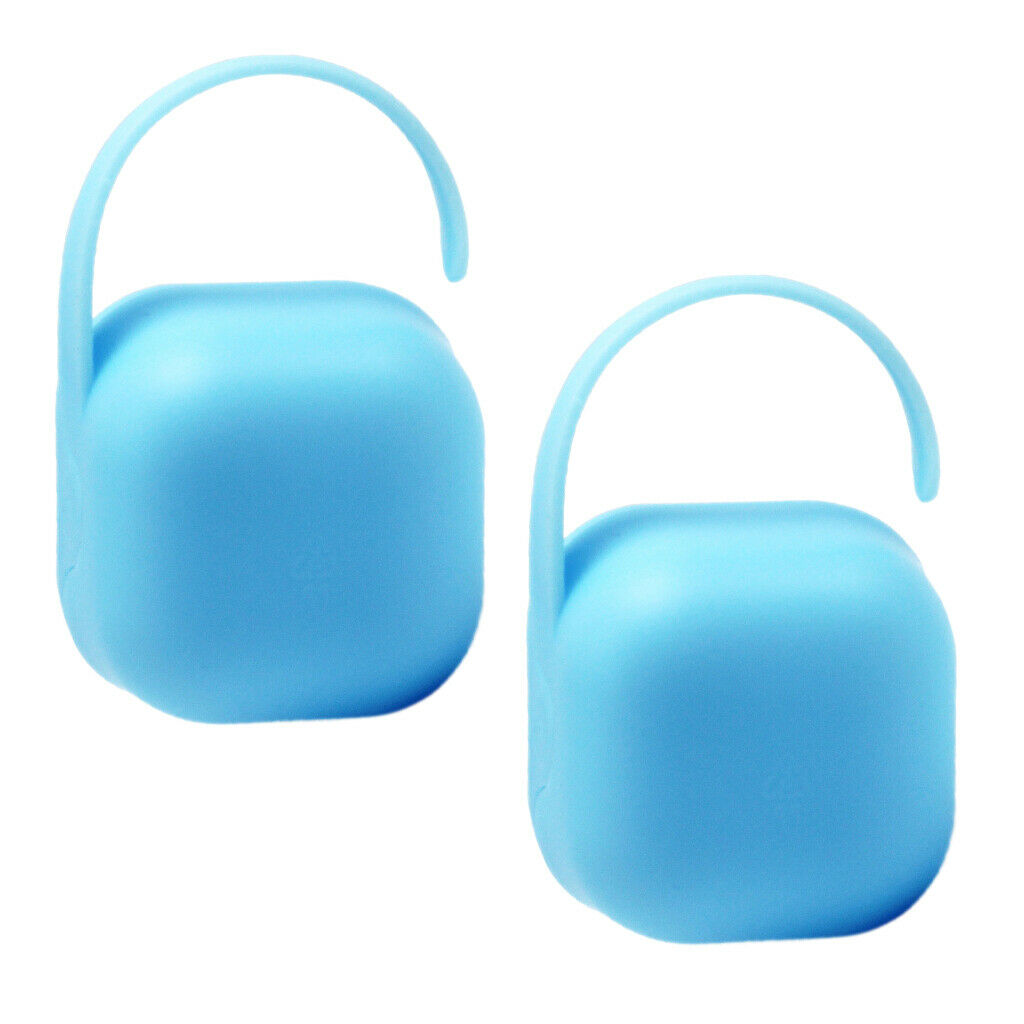 2x Pacifier Pacifier Container Holder Portable Travel Case Storage Blue