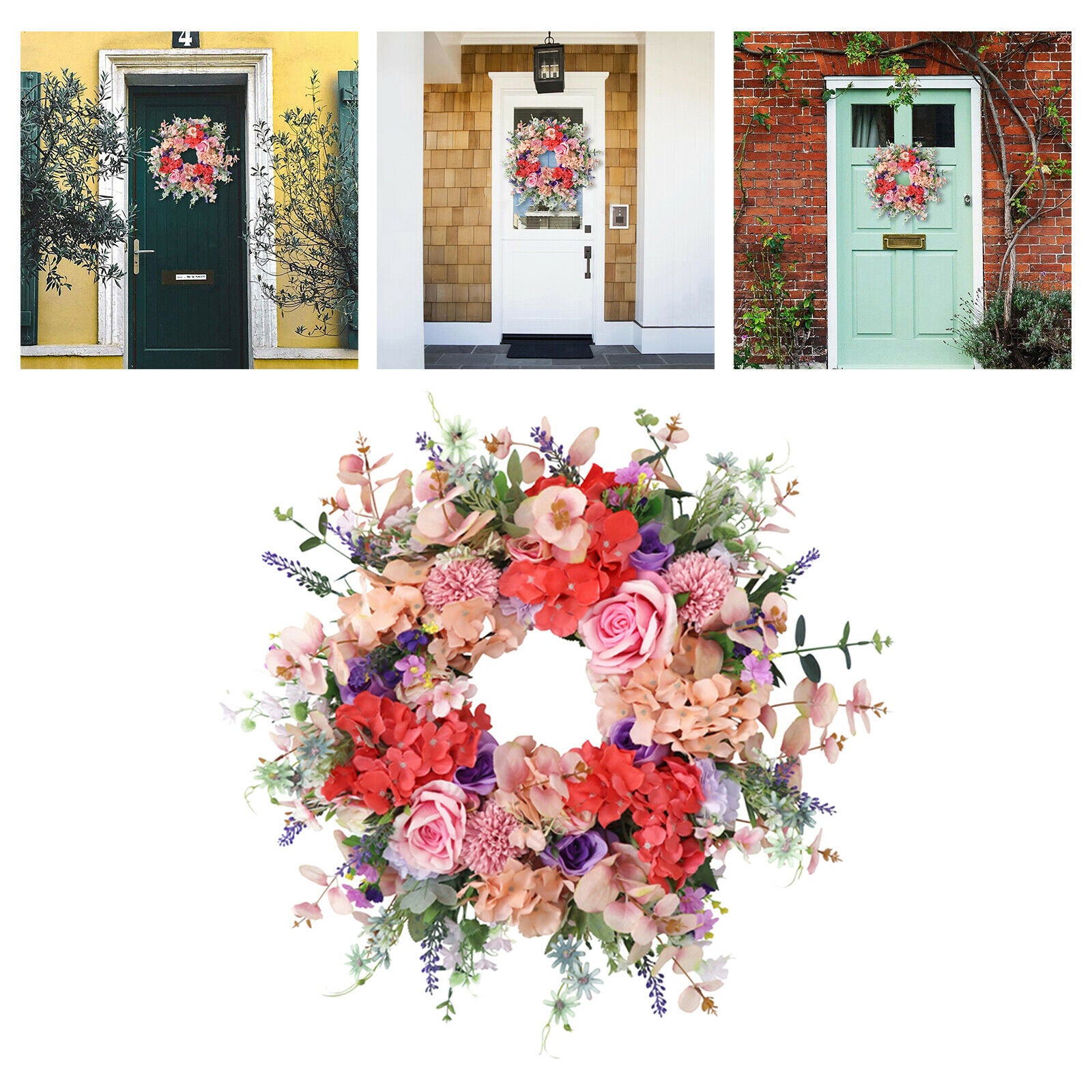 Rose Wreath Greenery Hanging Wall Front Door Large Garland Festival Decor