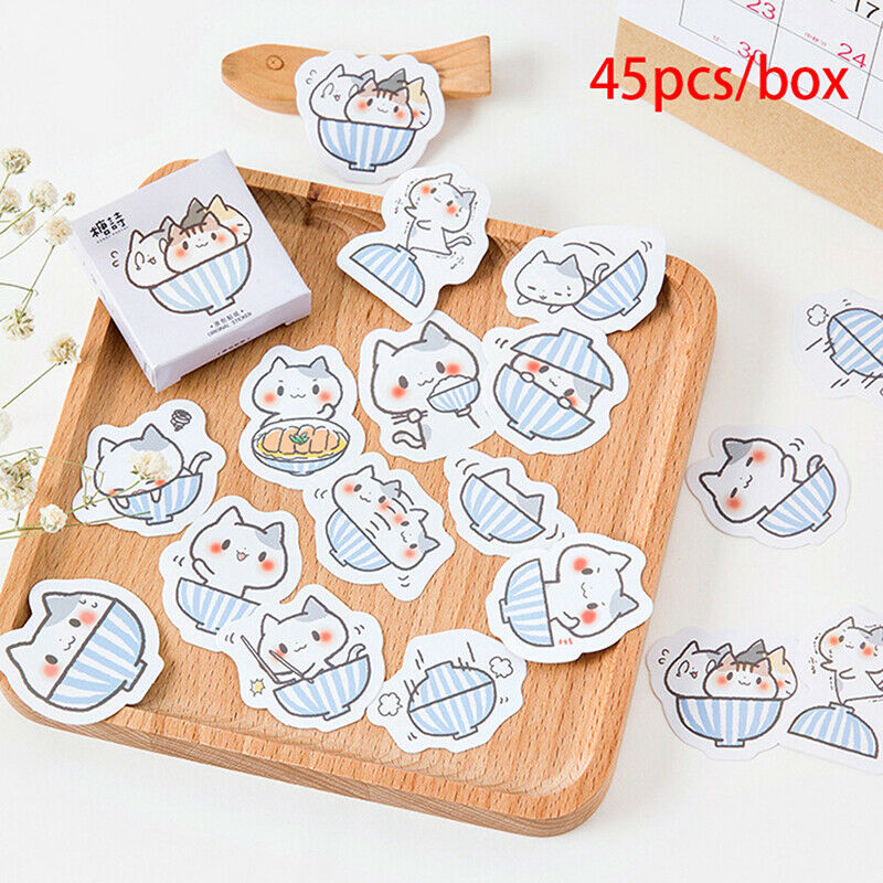 45pcs cat Stickers Scrapbooking Journal Diy Diary Album Stick Label Hand .l8