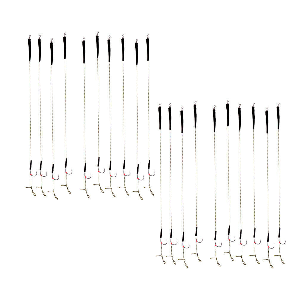 20 Pcs Carp Fishing Hair Rigs High Quality Camouflage Braided Lines Terminal