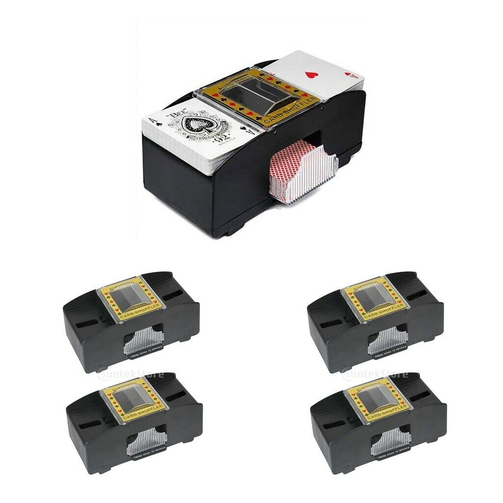4 Piece Professional Automatic Card Shuffler Games Poker Battery Operated