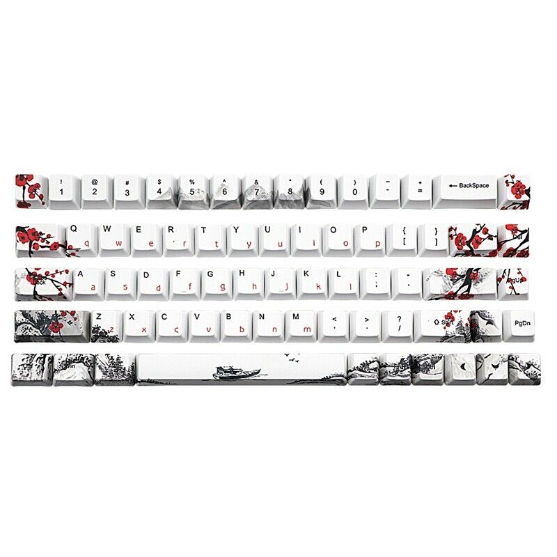 Novelty Allover Dye Subbed Plum Blossom 68 Key Profile Keycap for RK68 NIZ68 SY9