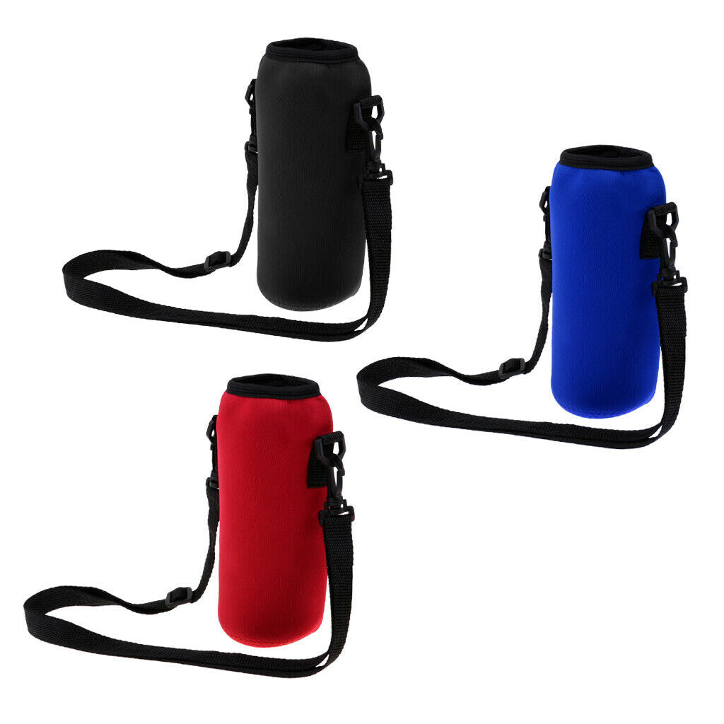 2X 1000ml Sports Water Bottle Holder Sleeve Bag Neoprene Carry Pouch Case Black