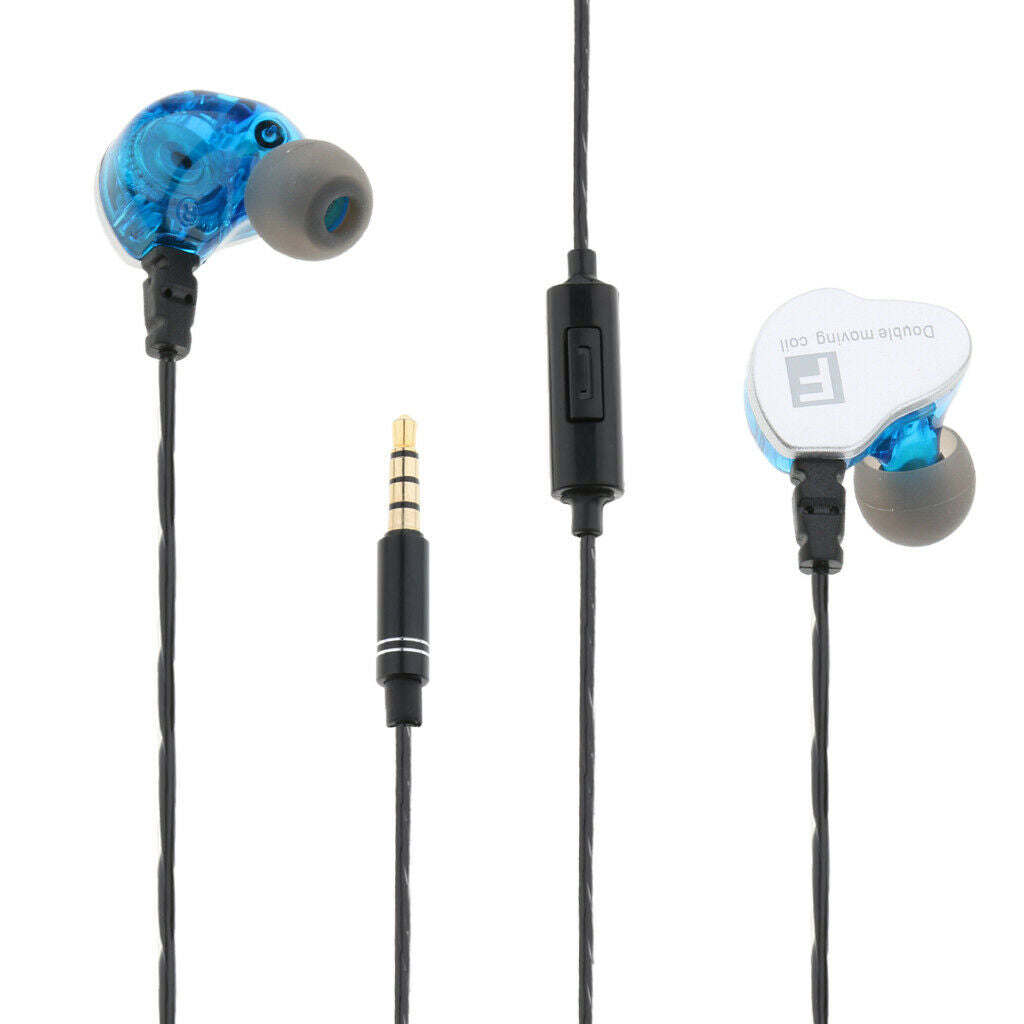 In-Ear Sports Earbuds 3.5mm Wired Earphone Bass Stereo Headset & Mic Blue