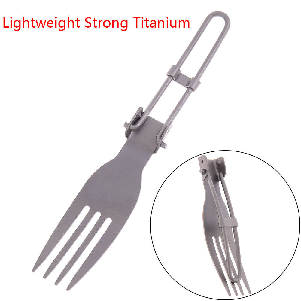 Outdoor camping tableware titanium fork folding hiking backpacking dinner foY1